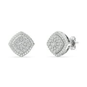 GILDED 1/2 ct. T.W. Diamond Shaped Stud Lab Diamond SI1 Clarity, F Color and Sterling Silver Stud Earrings