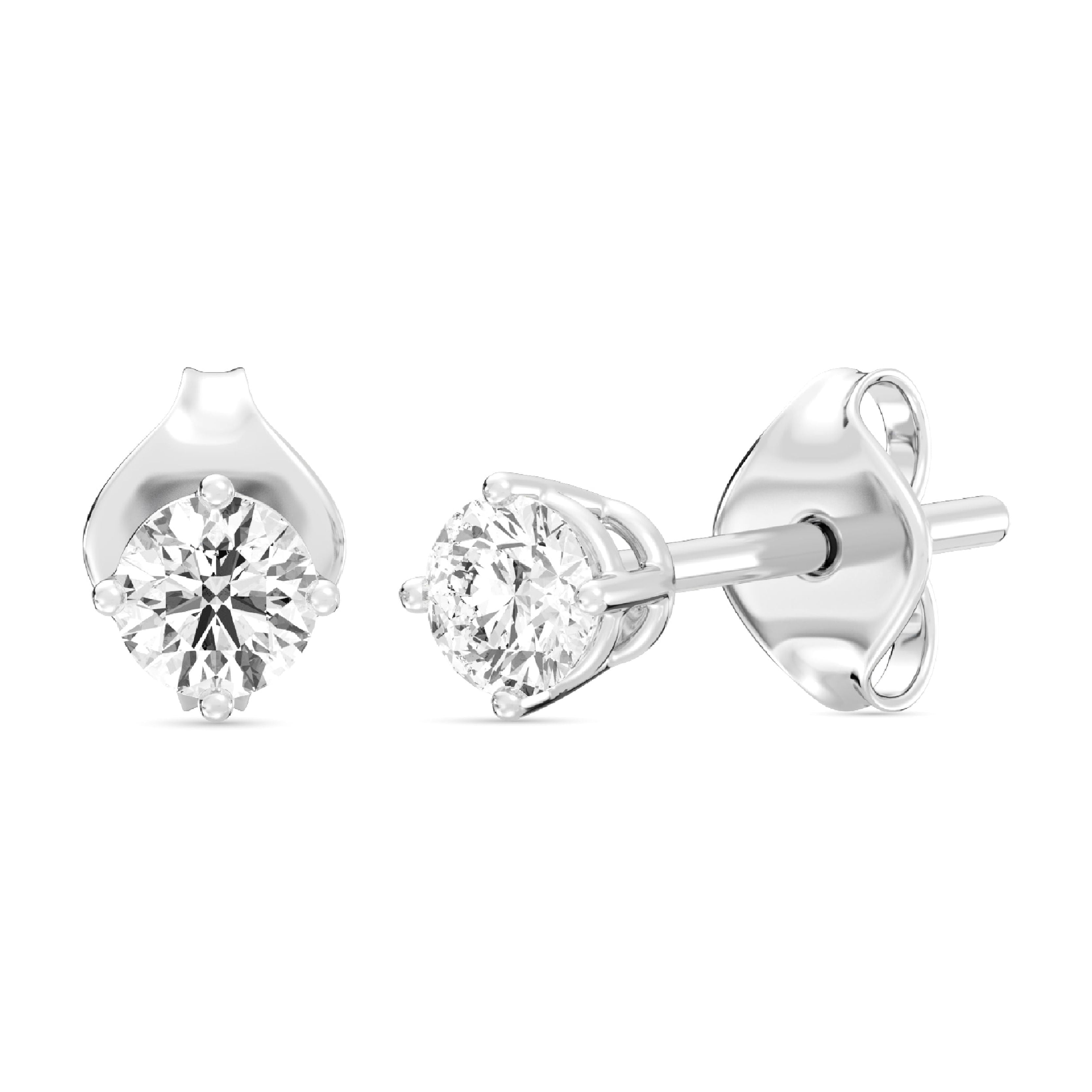Gilded 1/3 CTW Lab-Grown Diamond Stud Earrings for Women & Men, Round Cut 925 Sterling Silver, Hypoallergenic Jewelry - SI1 Clarity F Color