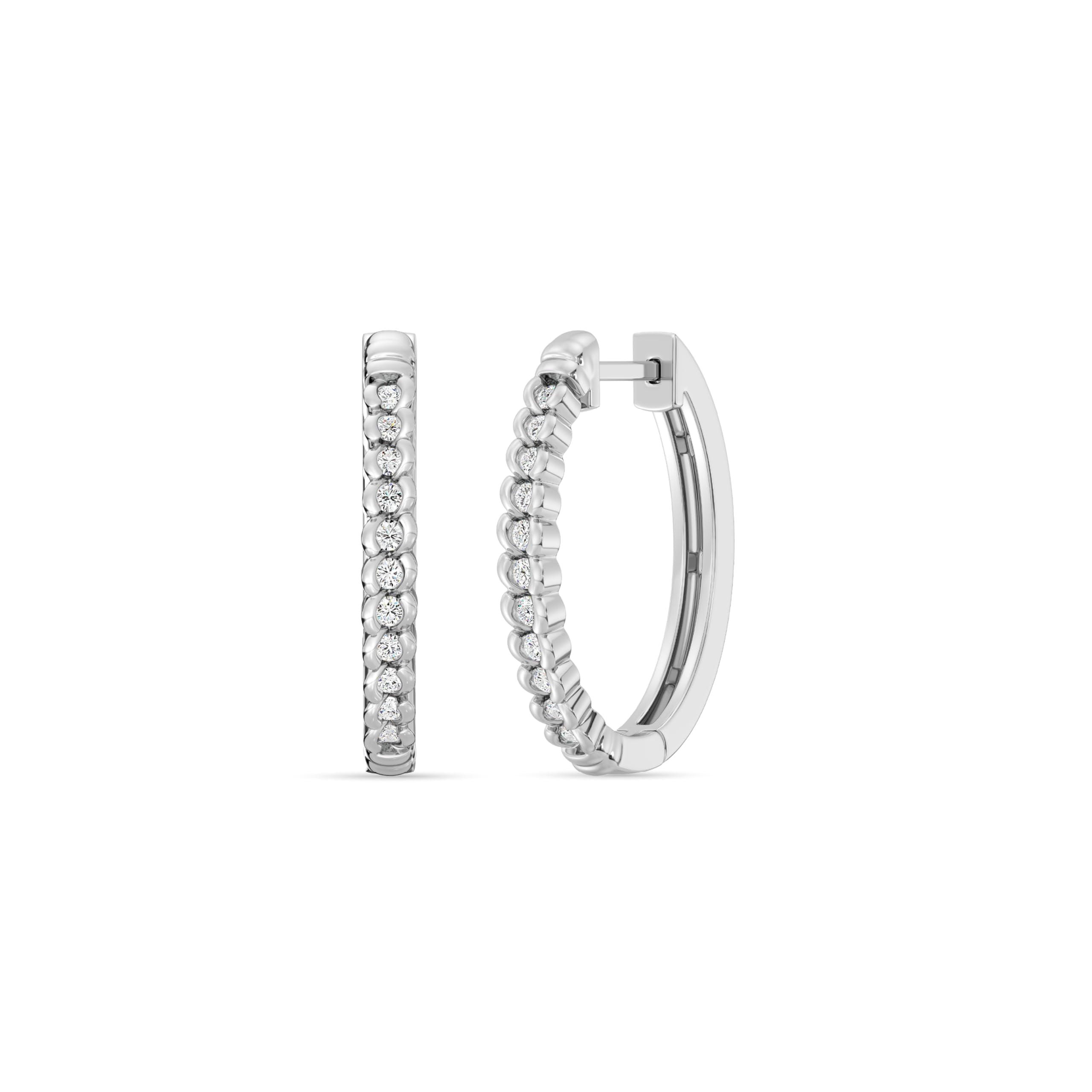 GILDED 1/4 Carat Total Weight Lab-Grown Diamond Round Hoop Earrings for Women in 925 Sterling Silver | Hypoallergenic Fine Jewelry | Hinged Closure | SI1 Clarity, F Color