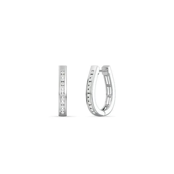 Gilded 1/4 Carat Total Weight Lab-Grown Diamond Channel Set Hoop Earrings for Women in 925 Sterling Silver | Hypoallergenic Fine Jewelry | Bottom Hinged Closure | SI1 Clarity, F Color
