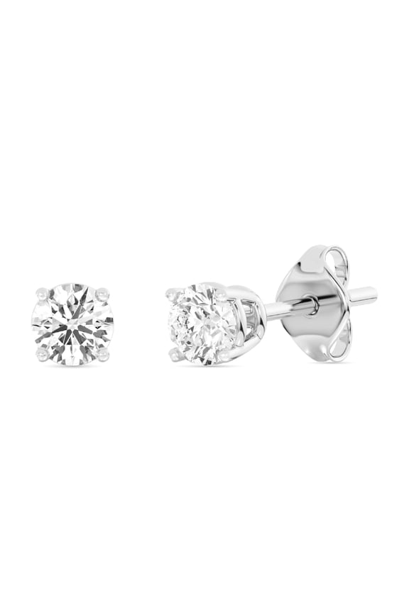 1/4 Carat Total Weight Lab-Grown Diamond 10KT White Gold Stud Earrings for Women | Hypoallergenic Fine Gold Jewelry | 4-Prong Basket, Push Back Nut | SI1 Clarity, F Color, Round Cut