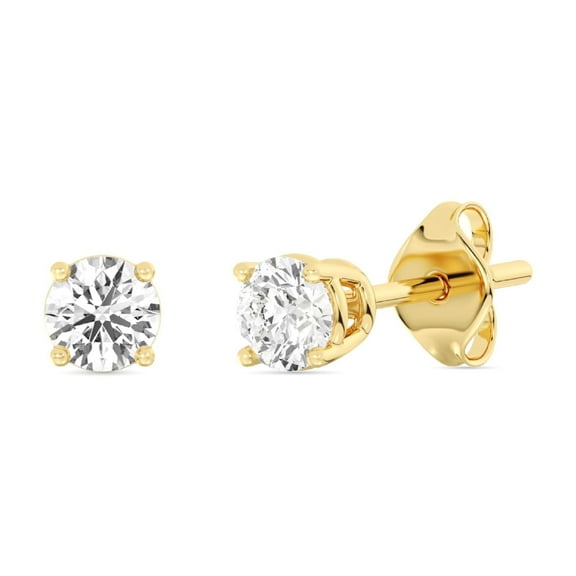 Gilded 1/4 CTW Lab-Grown Diamond 10KT Yellow Gold Stud Earrings for Women, Round Cut, Hypoallergenic Fine Gold Jewelry - SI1 Clarity F Color