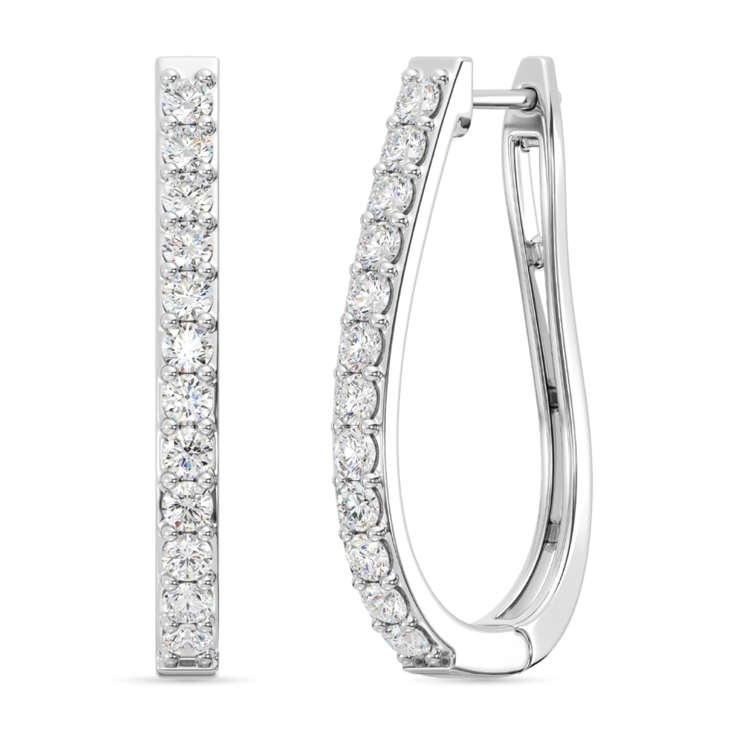 GILDED 1 Carat Total Weight Lab-Grown Diamond U-Shaped Hoop Earrings for Women in 925 Sterling Silver | Hypoallergenic Fine Jewelry | Latch Back Closure | SI1 Clarity, F Color