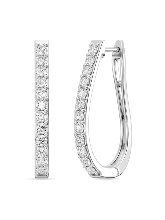 1 Carat Total Weight Lab-Grown Diamond U-Shaped Hoop Earrings for Women in 925 Sterling Silver | Hypoallergenic Fine Jewelry | Latch Back Closure | SI1 Clarity, F Color