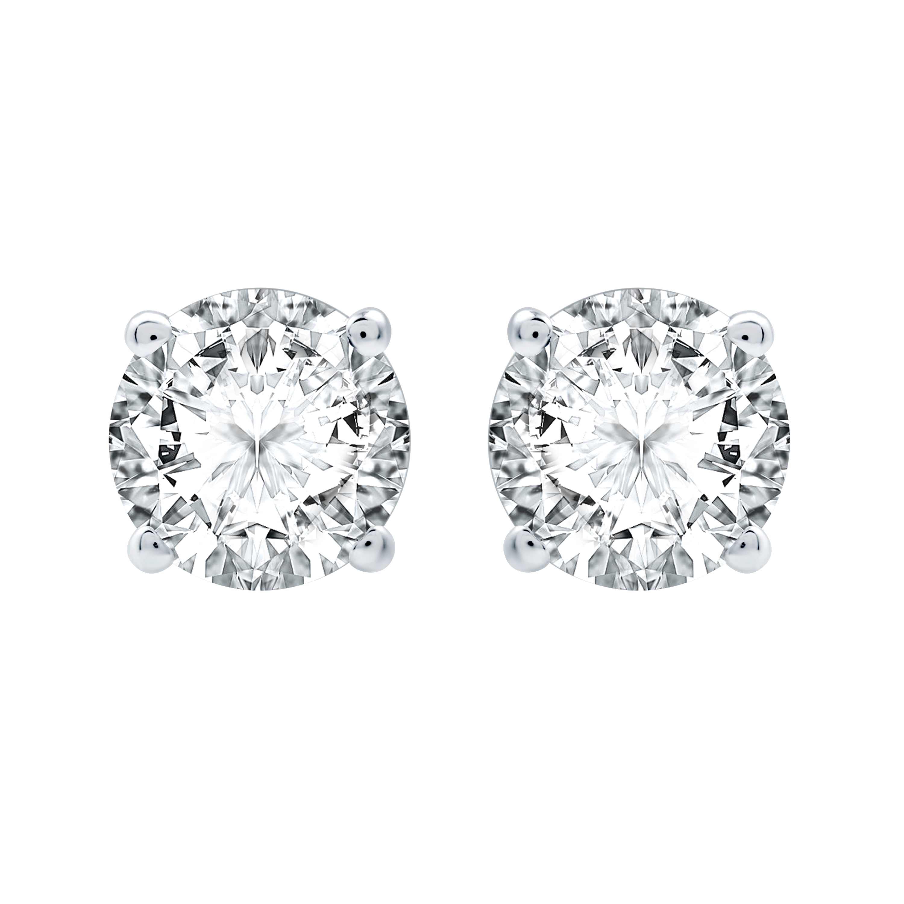 Gilded 1 ct. T.W. Round Lab Diamond (SI1-SI2 Clarity, F-G Color) and 10K White Gold Stud Earrings