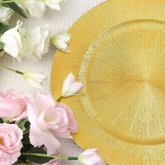 Gilded 13-Inch Plastic Charger Plates 100pc - Premium Disposable Dinnerware for Receptions & Festive Gatherings