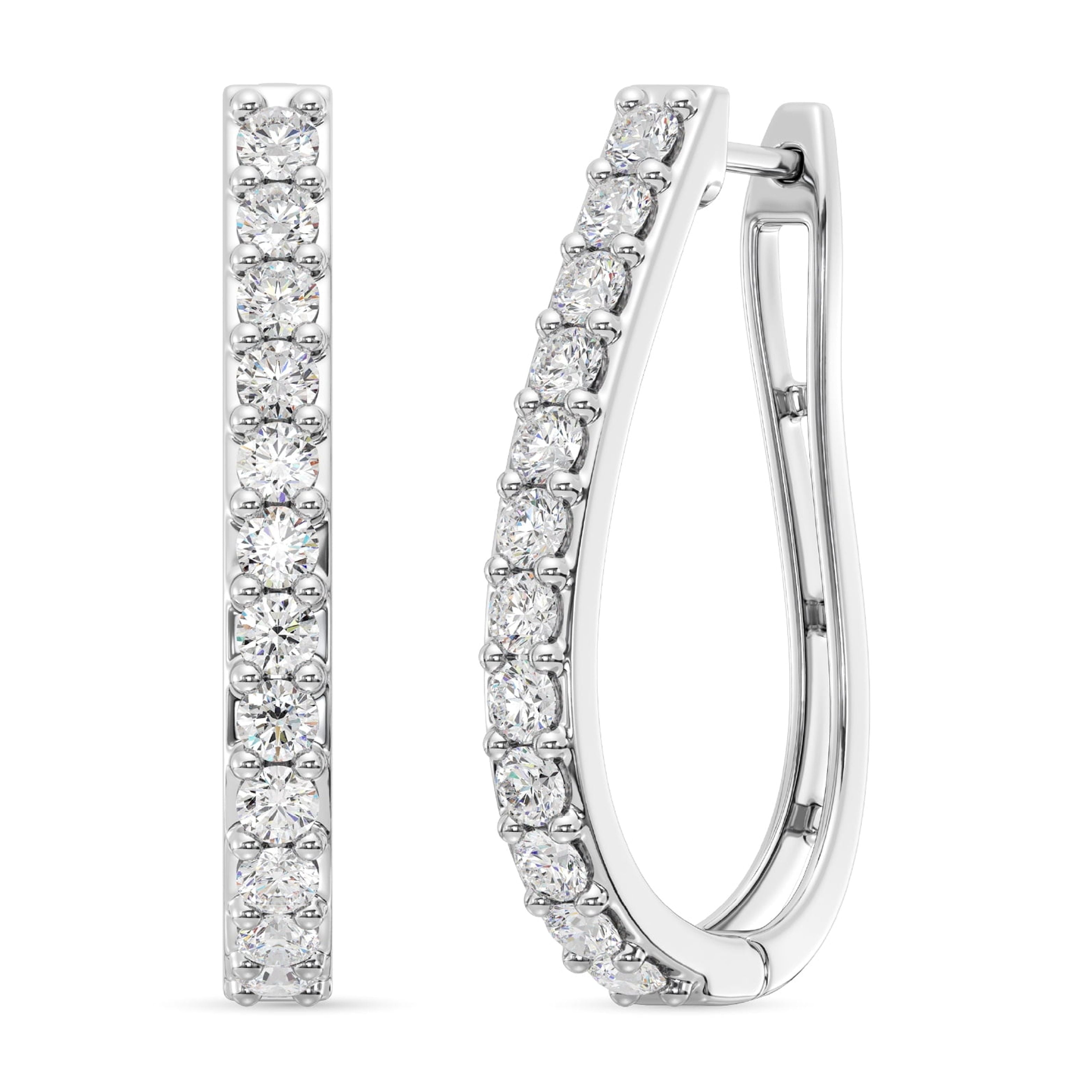 Gilded 2 Carat Total Weight Lab-Grown Diamond U-Shaped Hoop Earrings for Women in 925 Sterling Silver | Hypoallergenic Fine Jewelry | Latch Back Closure | SI1 Clarity, F Color