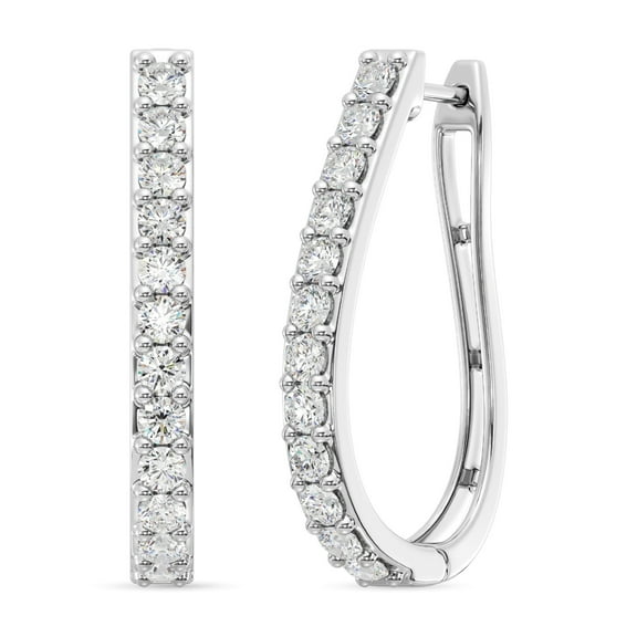 Gilded 2 Carat Total Weight Lab-Grown Diamond U-Shaped Hoop Earrings for Women in 925 Sterling Silver | Hypoallergenic Fine Jewelry | Latch Back Closure | SI1 Clarity, F Color