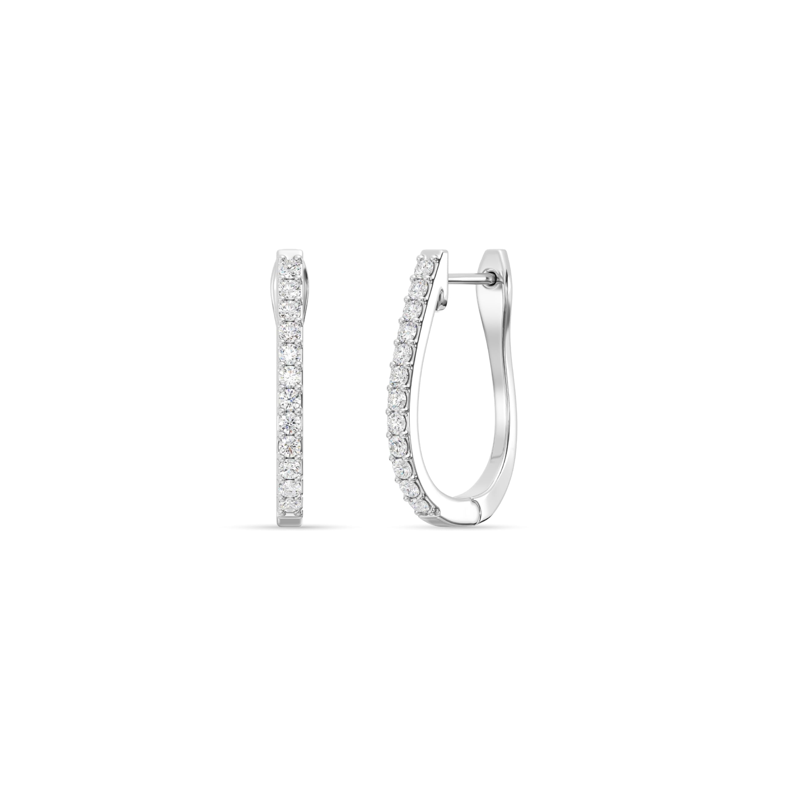 GILDED 1/4 Carat Total Weight Lab-Grown Diamond U-Shaped Hoop Earrings for Women in 925 Sterling Silver | Hypoallergenic Fine Jewelry | Latch Back Closure | SI1 Clarity, F Color