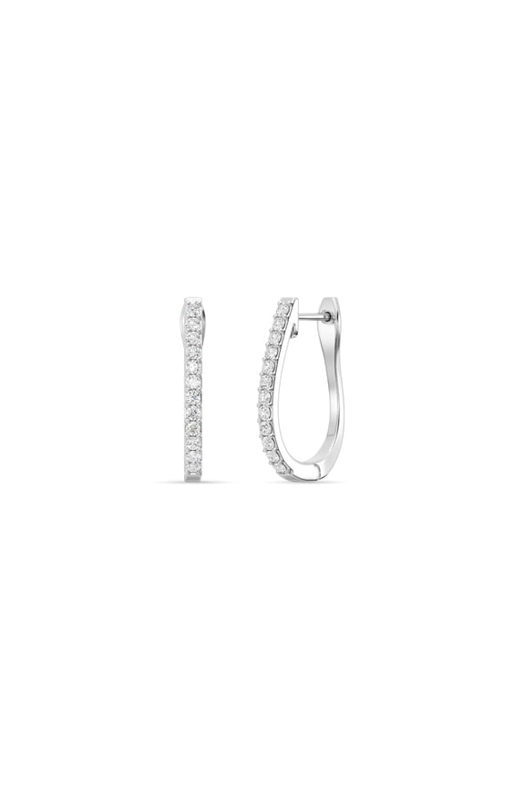 1/4 Carat Total Weight Lab-Grown Diamond U-Shaped Hoop Earrings for Women in 925 Sterling Silver | Hypoallergenic Fine Jewelry | Latch Back Closure | SI1 Clarity, F Color