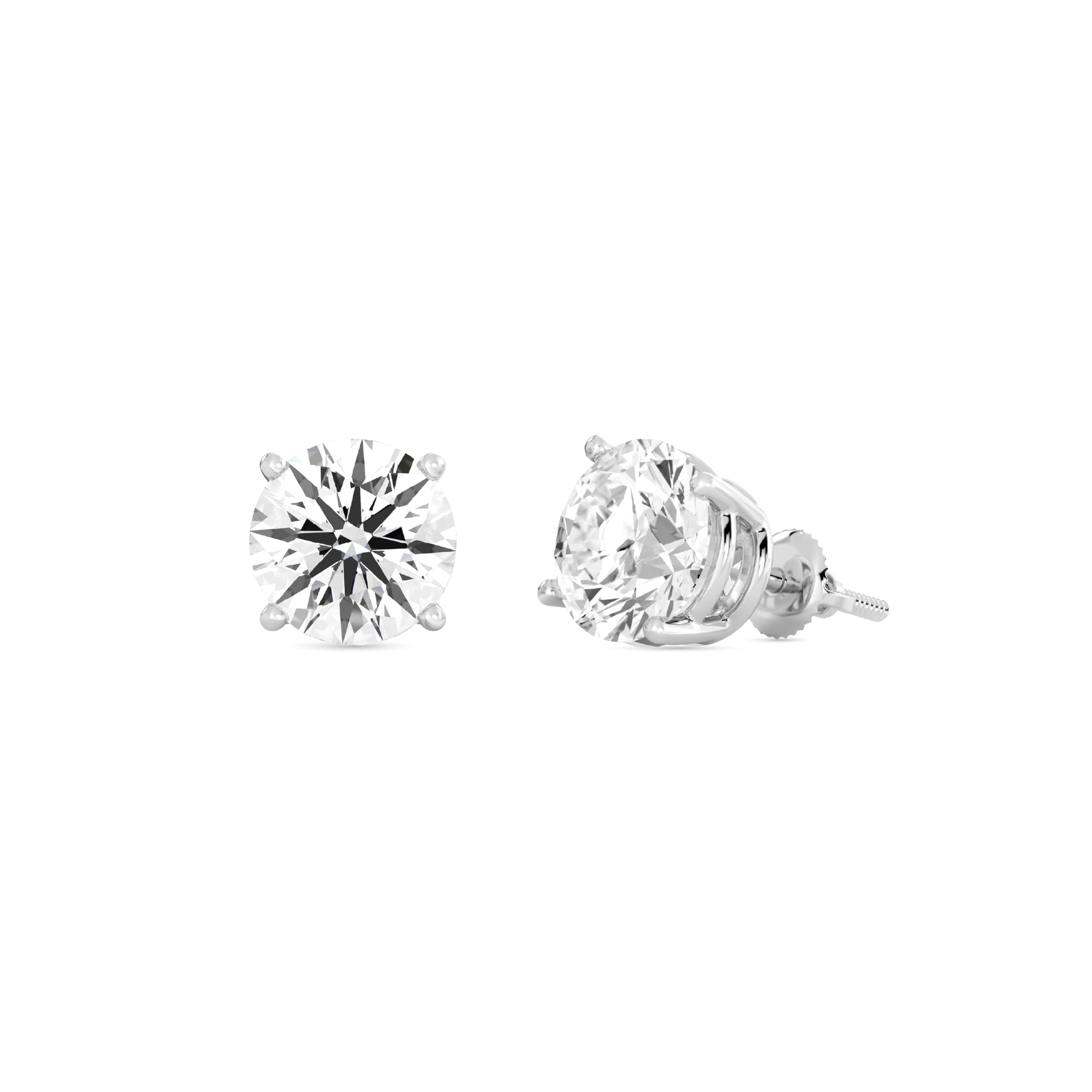 Gilded 3 Carat Total Weight IGI Certified Lab-Grown Diamond 14KT White Gold Stud Earrings for Women| Hypoallergenic Fine Gold Jewelry| 4-Prong Basket, Push Back Nut|VSI1 Clarity, E-F Color, Round Cut