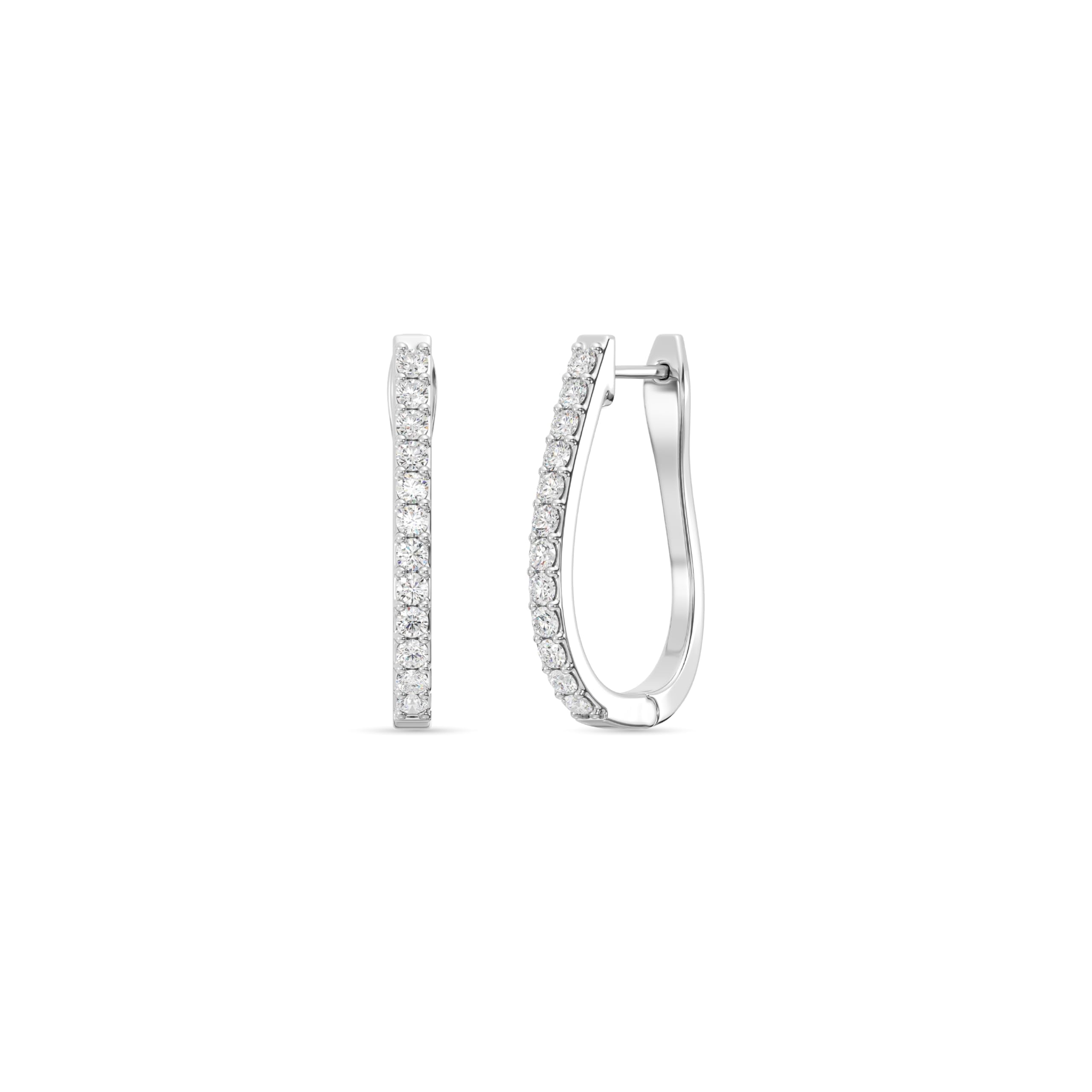 GILDED 1/2 Carat Total Weight Lab-Grown Diamond U-Shaped Hoop Earrings for Women in 925 Sterling Silver | Hypoallergenic Fine Jewelry | Latch Back Closure | SI1 Clarity, F Color