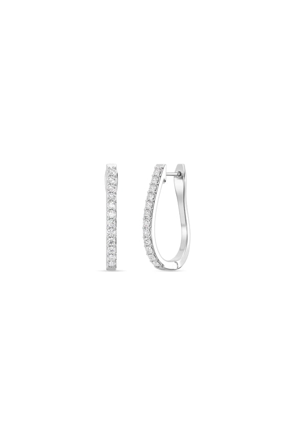 1/2 Carat Total Weight Lab-Grown Diamond U-Shaped Hoop Earrings for Women in 925 Sterling Silver | Hypoallergenic Fine Jewelry | Latch Back Closure | SI1 Clarity, F Color
