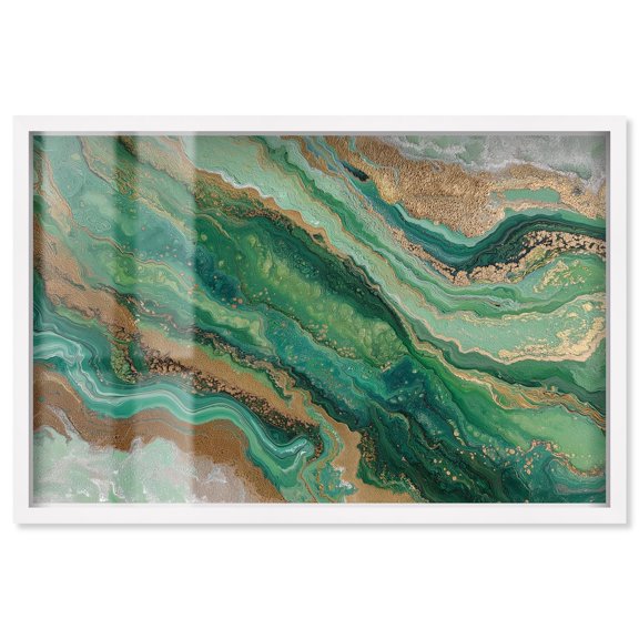 Gilded Agate II Shadowbox Print Geode Art by Art Remedy, White Frame, 54 x 36