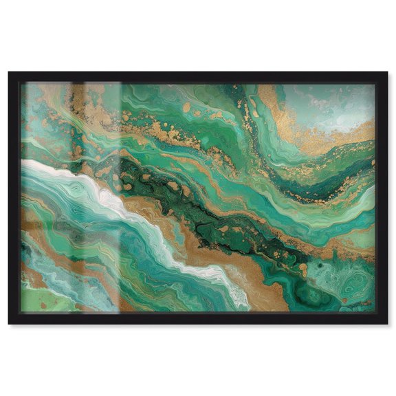 Gilded Agate III Shadowbox Print Geode Art by Art Remedy, Black Frame, 36 x 24