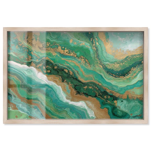 Gilded Agate III Shadowbox Print Geode Art by Art Remedy, Blonde Frame, 36 x 24