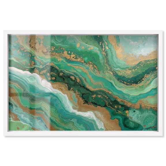 Gilded Agate III Shadowbox Print Geode Art by Art Remedy, White Frame, 36 x 24