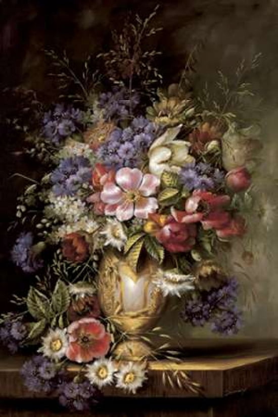 Gilded Blossoms Canvas Art - Bowmy (24 x 36)