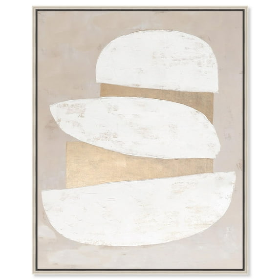 Gilded Cairn I Canvas Print Boho Minimalist Art by Art Remedy, Silver Frame, 20 x 24