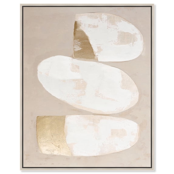 Gilded Cairn IV Canvas Print Boho Minimalist Art by Art Remedy, Silver Frame, 36 x 45