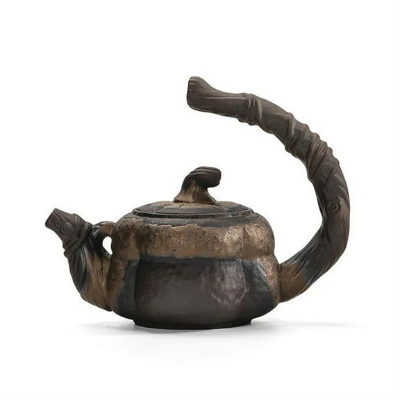 Gilded Ceramic Tea Pot Chinese Tea Pot Coarse Pottery Teapot Kung Fu Tea Set Pumpkin Tea Kettle Lifting Beam Pot Tea Infuser