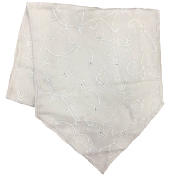 Gilded Christmas Beaded Embroidered Ivory Table Runner Silk Blend 16x72