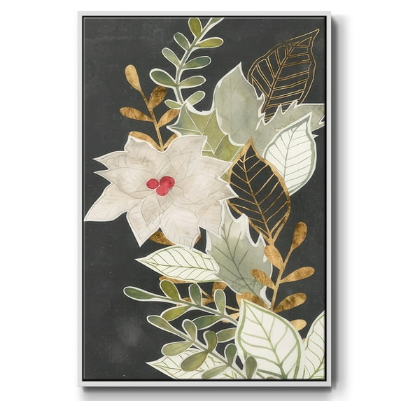 Gilded Christmas Collection B - Framed Gallery Wrapped Holiday Canvas - 17 x 25 - White Frame