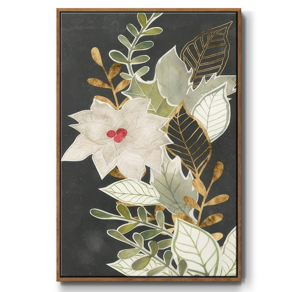 Gilded Christmas Collection B - Framed Gallery Wrapped Holiday Canvas - 25 x 37 - Rosewood Frame