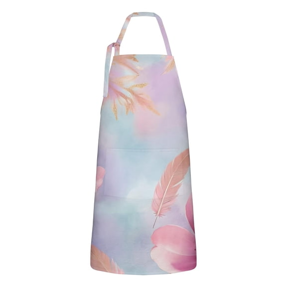 Gilded Floral Watercolor Pattern Apron-Garden Aprons for Women with Pockets-Cotton Linen Waterproof Kitchen Cooking Gardening Aprons Adjustable for Kitchen,Cooking,BBQ and Salon 33x27 Inch