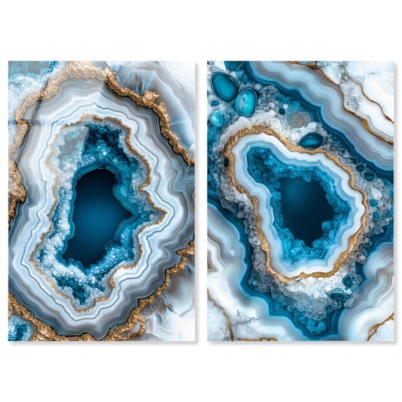 Gilded Glam Gallery 2 Panel Set Acrylic Print Geode Art Prints by Art Remedy, Ready to Hang, 10 x 15