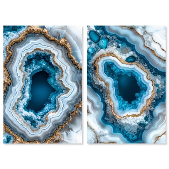 Gilded Glam Gallery 2 Panel Set Canvas Print Geode Art Prints by Art Remedy, Gallery Wrapped, 20 x 30