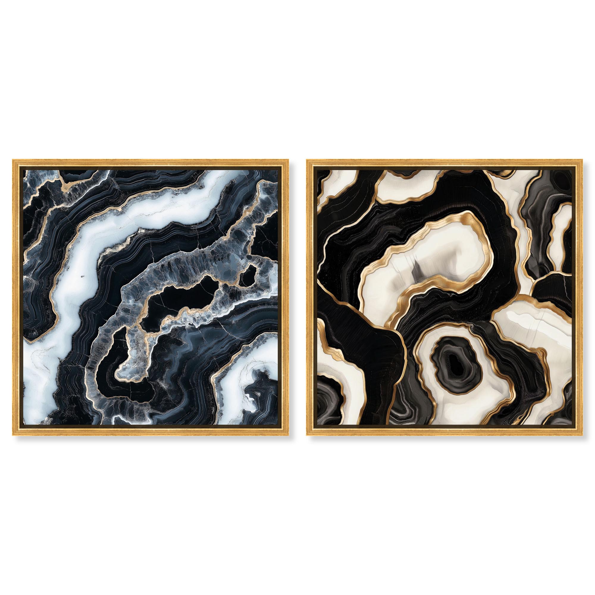 Gilded Glam Geode Pair Set Canvas Boho Wall Decor by Art Remedy, Gold ...