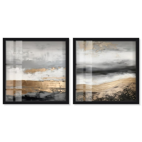 Gilded Glam Night Set Shadowbox Boho Wall Decor by Art Remedy, Black Frame, 20 x 20