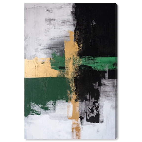 Gilded Green Shadows Canvas Green Abstract Art by Art Remedy, Gallery Wrapped, 36" x 54"