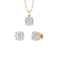 thumbnail image 1 of Gilded Lab grown 1 Cttw Diamond sterling silver stud earring and necklace set, 1 of 7