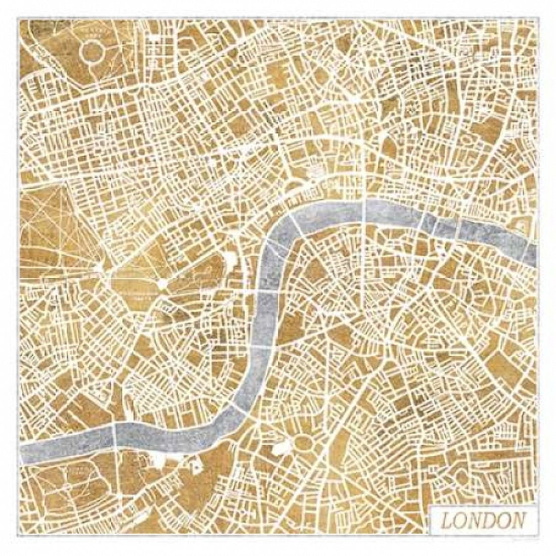 Gilded London Map Canvas Art - Laura Marshall (24 x 24)