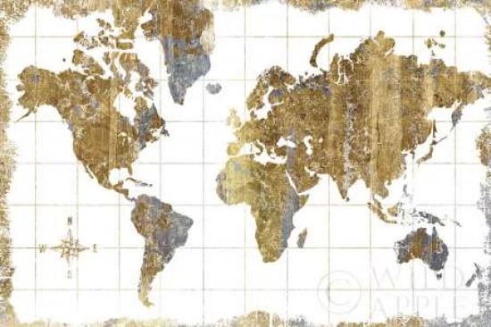 Gilded Map Canvas Art - Wild Apple Portfolio (12 x 18)