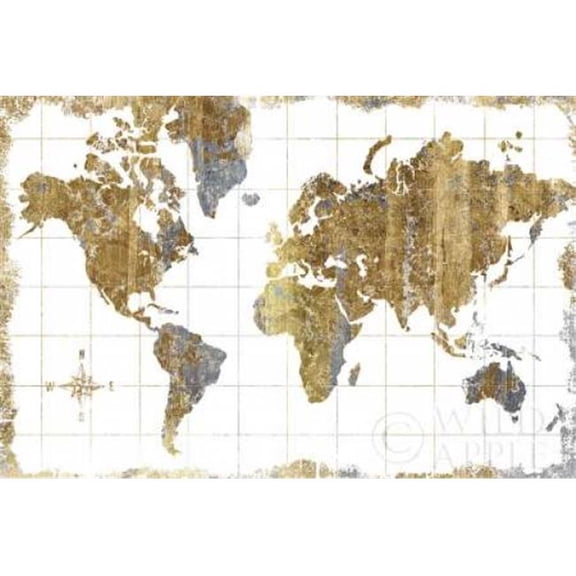 Gilded Map Poster Print by  Wild Apple Portfolio (12 x 18)