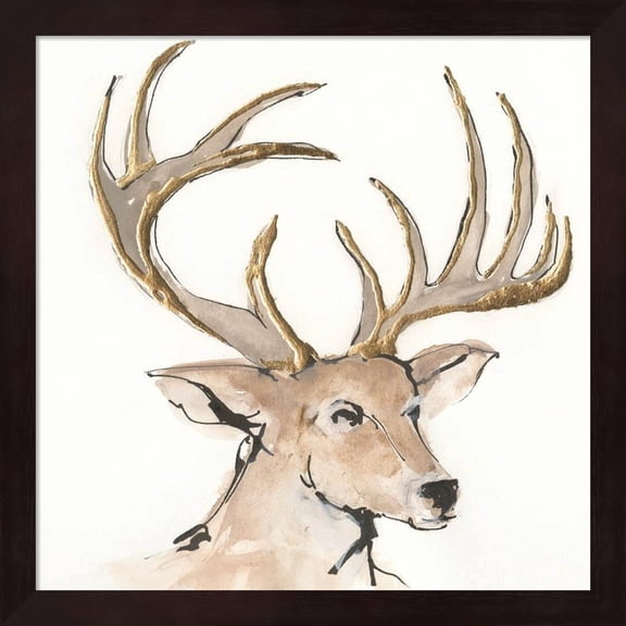 Gilded Mule Deer by Chris Paschke, Framed Wall Art, 13.25W x 13.25H