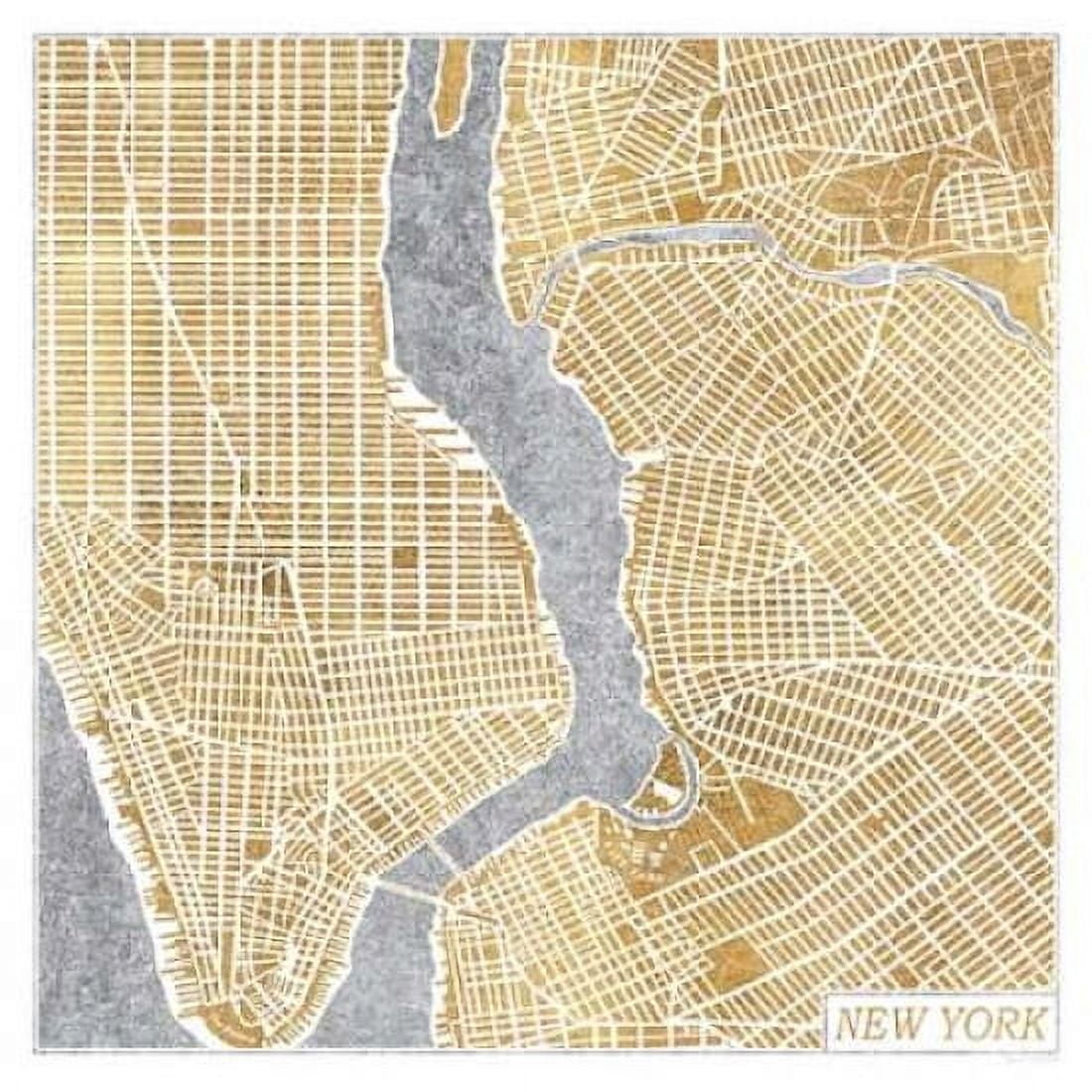 Gilded New York Map Canvas Art - Laura Marshall (24 x 24)