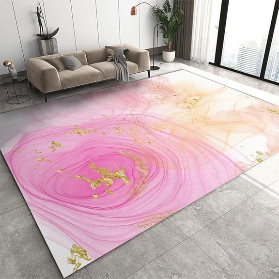 Gilded Orange Marble Texture Area Rug For Bedroom, Retro Dreamy Luxury Floor Carpet, Washable Entryway Rug Soft Comfortable For Apartment Living Room Tea Table Sofa 2x3ft