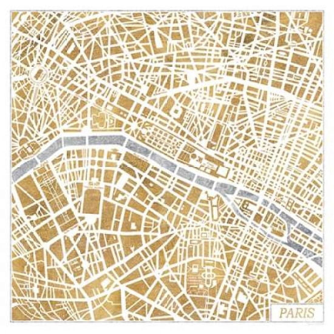 Gilded Paris Map Canvas Art - Laura Marshall (24 x 24)