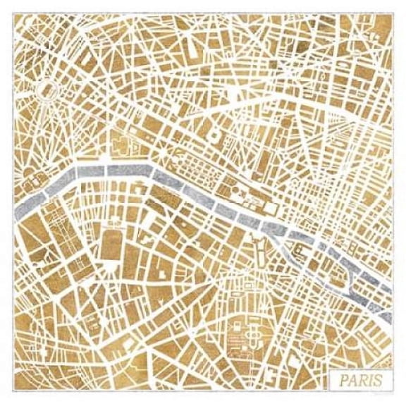 Gilded Paris Map Poster Print by Laura Marshall