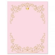 Gilded Romance Letter Papers - Set of 25 Valentine'stationery papers are 8 1/2" x 11", compatible computer paper, great for Weddings Announcements, Anniversary Invitations, Valentine's Day Party