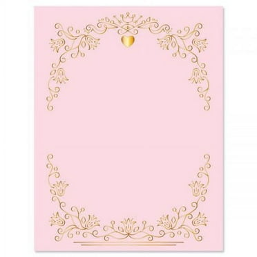 Gilded Romance Letter Papers - Set of 25 Valentine'stationery papers are 8 1/2" x 11", compatible computer paper, great for Weddings Announcements, Anniversary Invitations, Valentine's Day Party