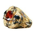 thumbnail image 1 of Roarsilver Gilded Skull Ring with Red Zircon Stone - Unique 925 Silver Craftsmanship | 7.5, 1 of 5