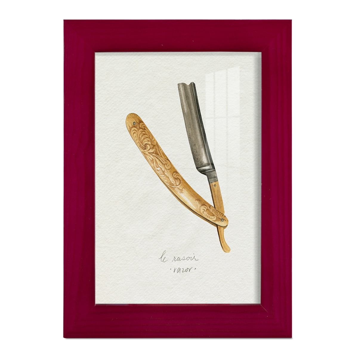 Gilded Toiletries I - Framed Print w/glass - Cherry Red