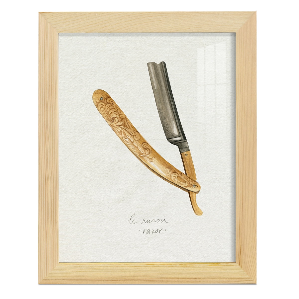 Gilded Toiletries I - Framed Print w/glass - Natural Wood