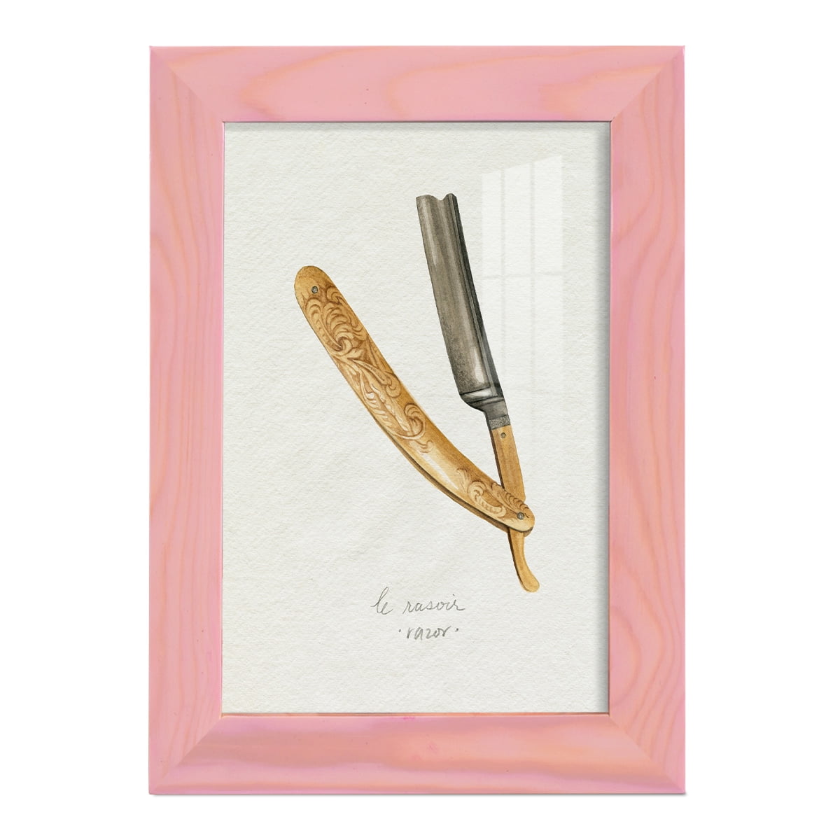 Gilded Toiletries I - Framed Print w/glass - Sunset Pink