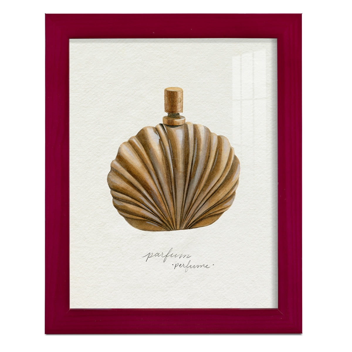 Gilded Toiletries II - Framed Print w/glass - Cherry Red